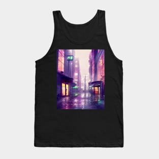 Lofi Aesthetic Rainy Japanese City Art Tank Top